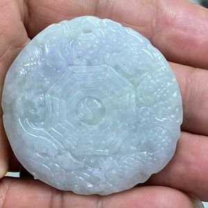 Natural A jade pendant (龙凤八卦)